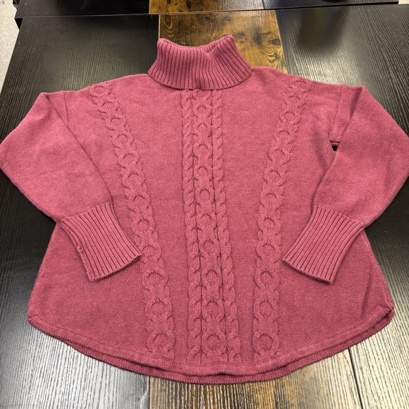 L.L. Bean Sweaters - LL Bean Sweater Womens Large Blush Double L Mixed Cable Knit Turtleneck Cotton